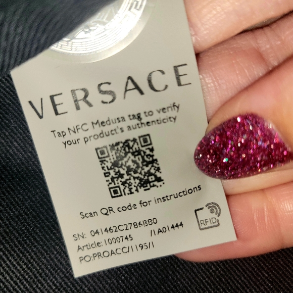 EUC Versace Coated Canvas Calfskin La Greca Signature Backpack Black and Grey - Picture 14 of 16